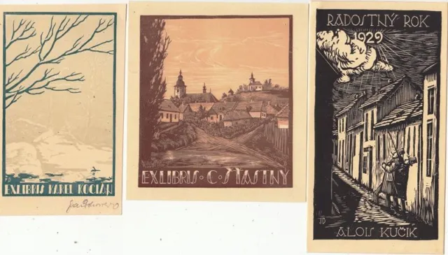 5 Exlibris Bookplate Hochdrucke Jaroslav Dobrovolsky 1895-1942 Konvolut Lot 5
