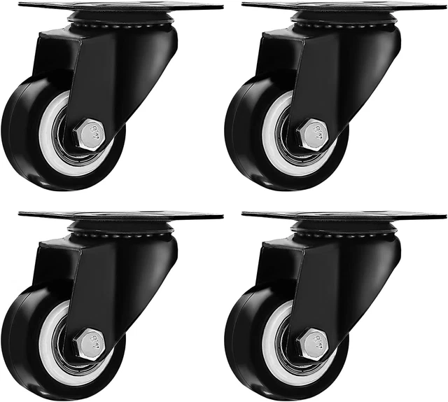 Swivel Caster Wheels Rubber Base with Top Plate & Bearing Heavy Duty with Pack 4