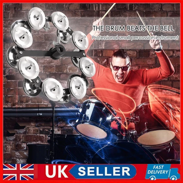 Drum Cymbals Hi Hat Tambourine Steel Bells with Row Jingles Portable Instrument