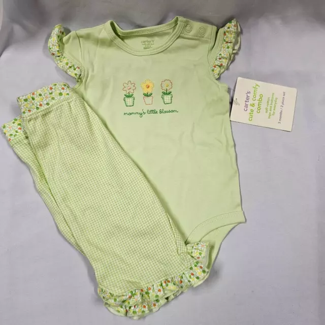 Baby Girl Clothes Vintage Carters Mommy's Little Blossom Bodysuit Ruffle Pants 3 2