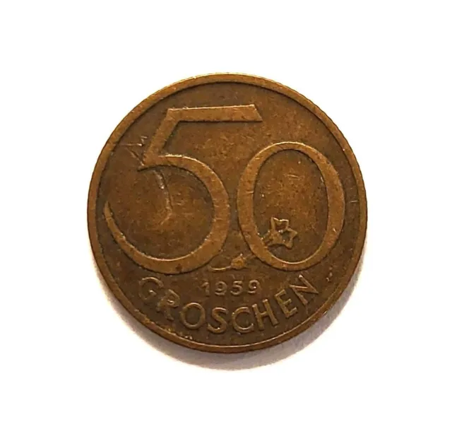 World coin; Austria 50 Groschen, 1959