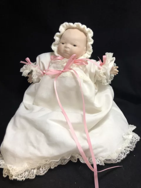 VINTAGE Victorian PORCELAIN BABY DOLL Hand-painted Head Arms Soft Body Dress