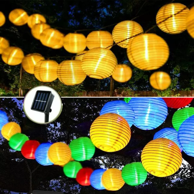 LED Lichterkette Lampion Solar Beleuchtung Garten Außen & Innen Party Deko Lampe