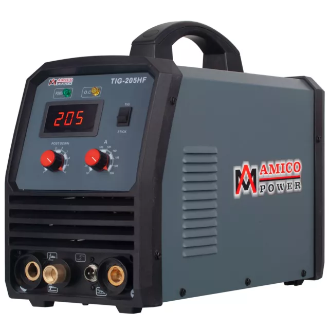 TIG-205HF, 200 Amp TIG Stick DC Inverter Welder 100~250V Welding, 80% Duty Cycle