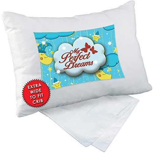 Toddler Pillow Travel Pillow with White Pillowcase 13 x 22 Soft Organic