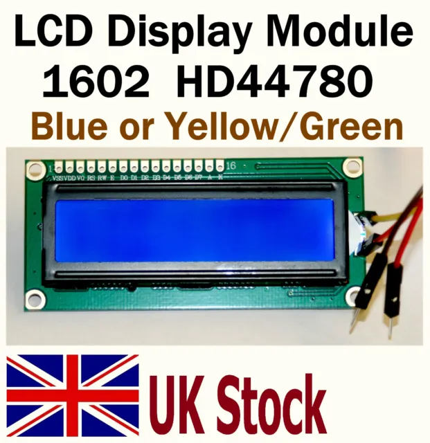 LCD Display Module Blue or Green/Yellow 1602 16X2 HD44780 Arduino Raspberry PI