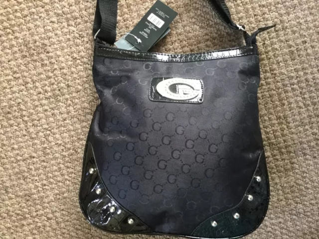 LADIES CROSS BODY SHOULDER 'G' DESIGNER BAG HANDBAG NEW BLACK Adjustable