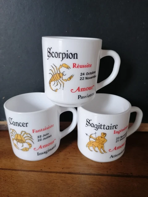 Tasse Mug Arcopal Signe Astrologique Scorpion - Occasion En Bon état, Couleur Blanche
