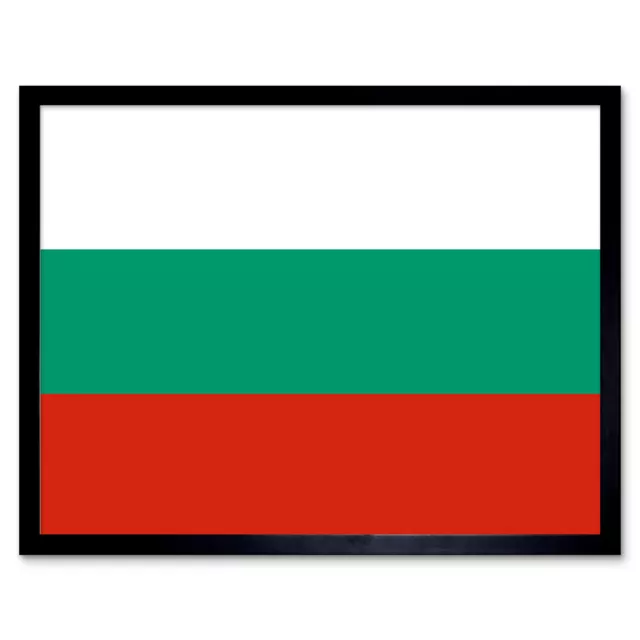 Bulgaria National Flag World Flags Country Poster Framed Art Picture Print 12x16