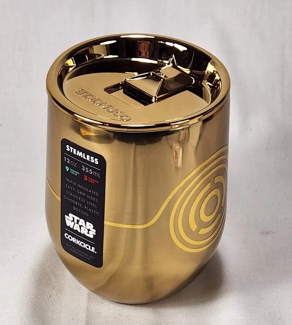 Corkcicle Star Wars C-3PO 12 Ounce Stainless Steel Stemless Cup w/ Lid  *NEW*