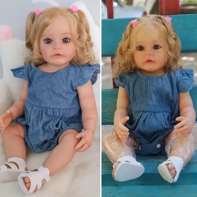 22" Reborn Toddler Girl Doll Full Body Silicone Vinyl Toy Anatomically Correct