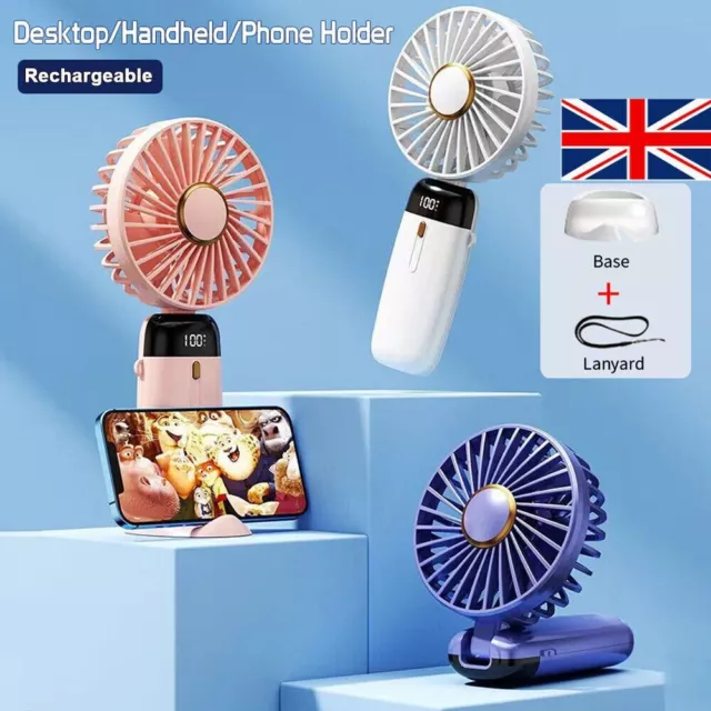 Mini Hand-held Fan Portable Folding Desk Fan Cooler Cooling USB Rechargeable Fan