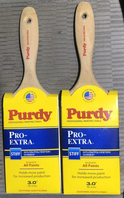 Lot Of 2 Purdy Pro-Extra Sprig 3 inch Stiff Flat Trim Paint Brushes BRAND NEW