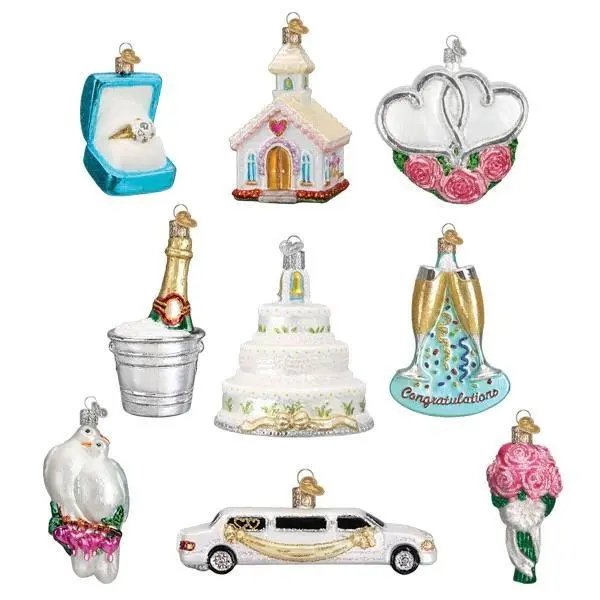 Old World Christmas Just Married Collection Hanging Orn Set of 9 14034-OWC