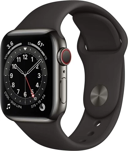 Apple Watch Series 6 [GPS + Cellular, inkl. Sportarmband schwarz] 40mm Edelsta S