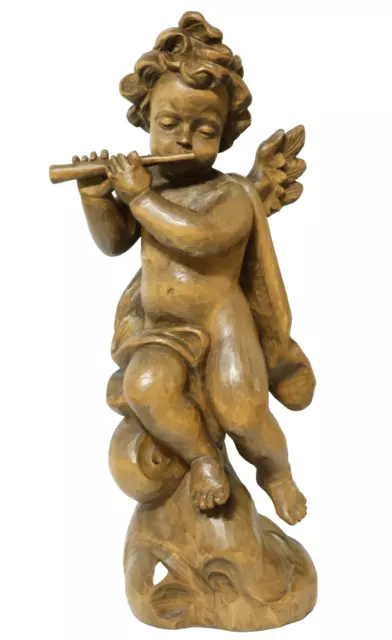 Old 56cm Big Carved Wooden Figure Wood Figure Putto Boy Puttofigur Angel