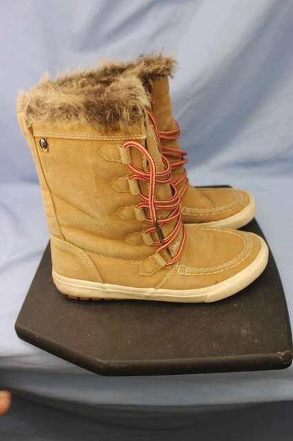 ROXY Y2K Women’s SZ6 Snow Boots Faux Fur Platform Winter  TAN LEATHER