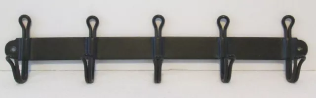 Black Metal Wall Mount 5 Hook Coat or Towel Hanger Rack