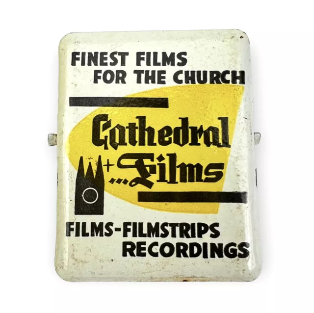Vintage 1950s CATHEDRAL FILMS Metal Hanging Clip Advertising CHURCH MOVIE STUDIO