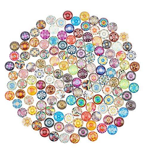 PandaHall 140pcs 70 Style Selbstklebende Mosaik Bedruckte Glas Cabochons 12mm...
