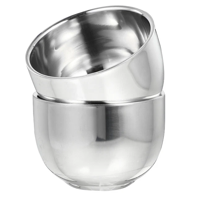 2 pz ciotola sapone da barba acciaio inossidabile ciotola da barba in acciaio inox Silver