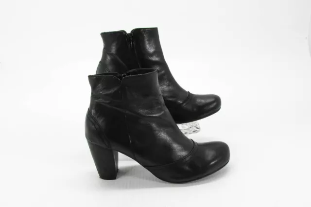 Miz Mooz Womens Boot Size 10M Black Leather Ankle Bootie Pre Owned vq