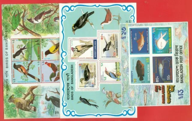 Bangladesh Topic Bird & Fish 3 diff S/S M/S MNH Stamp Lot#96037a
