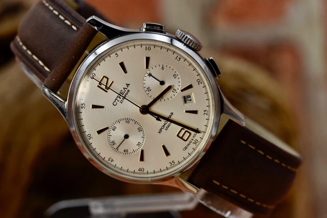 Orologio Cronografo Poljot Journey Russo - Meccanico, 41mm, Quadrante Bianco, Blu