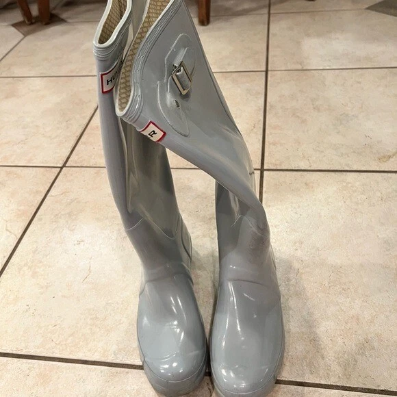 hunter tall gloss black rain boots