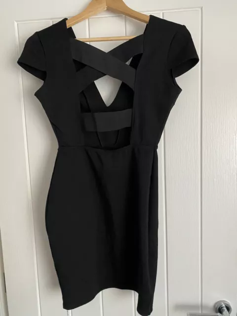 Boohoo Black Strappy Bodycon Dress Size 8