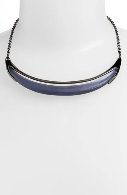Alexis Bittar 167220 Womens Lucite Neo Bohemian Crescent Collar Necklace Blue