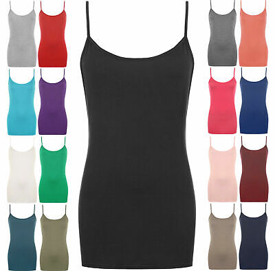 Womens Vest Tops Plus Size Strappy Tank Top Ladies Stretchy Cami Bodycon Jersey