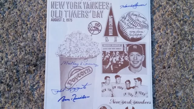 Bauer Rizzuto Rivers Richardson Ny Yankees Signed 1975 Old Timer's Day Program 2