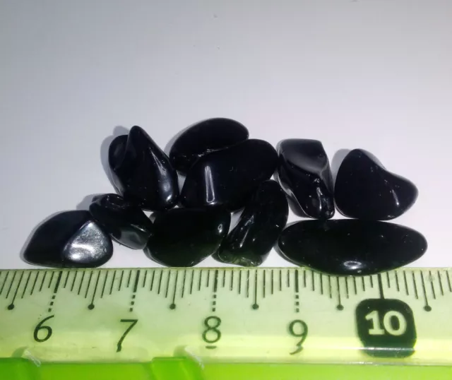 lot de 10 mini pierres roulées en obsidienne noire - poids total 7.1gr - unique 3