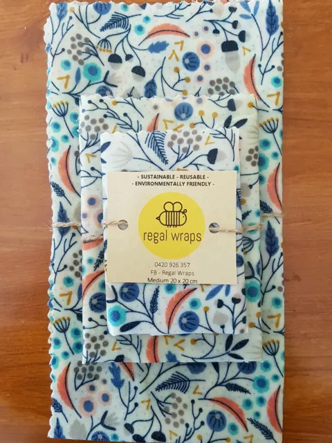 5 x Medium Reusable Beeswax Food Wraps | Environmentally Friendly 3