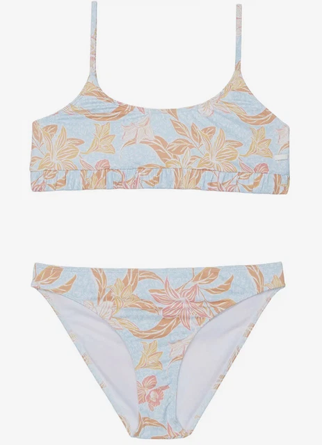 NWT Roxy Girl's Good Romance Bralette Swimsuit Set Cool Blue Island Time Size 8