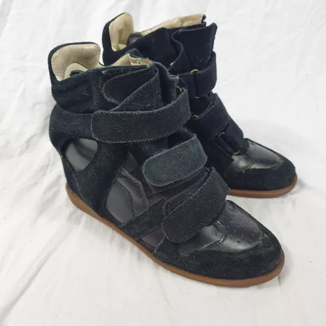 Isabel Marant Black Suede Leather Wedge Heel Boots Size UK 5 EUR 38