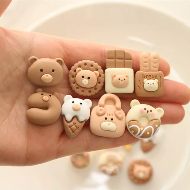 Juego de 3 nuevos accesorios decorativos de resina de chocolate oso de dibujos animados animales