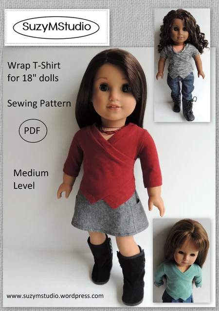 Wrap T-shirt for 18" dolls Sewing Patterns PDF, digital pattern