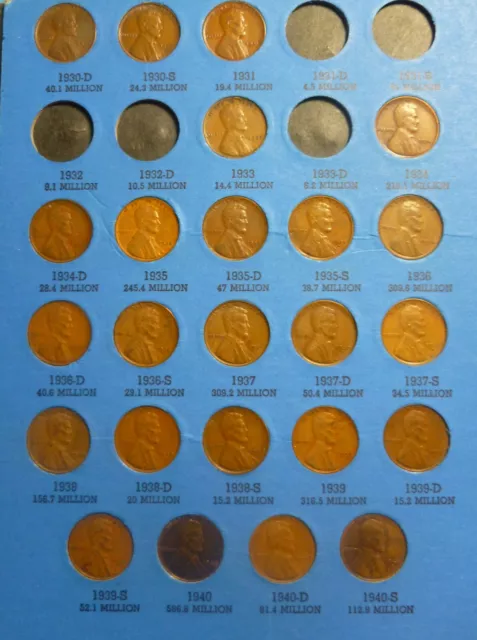 1909-1940 Lincoln Penny 24 coin set  Page 3 Whitman Number 1 With New Folder