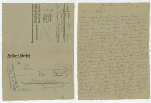 97612 - Feldpostbrief - 3.9.1917 nach Braunschweig