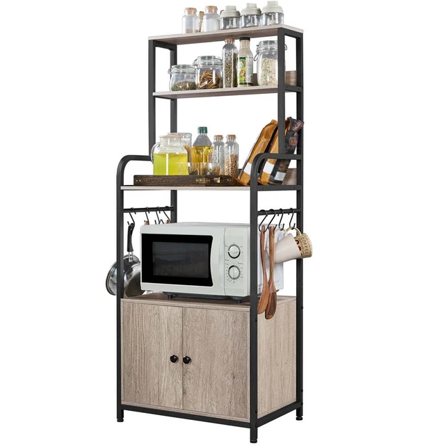 SmileMart Kitchen Baker's Rack Utility Storage Shelf Unit Microwave Stand, Gray