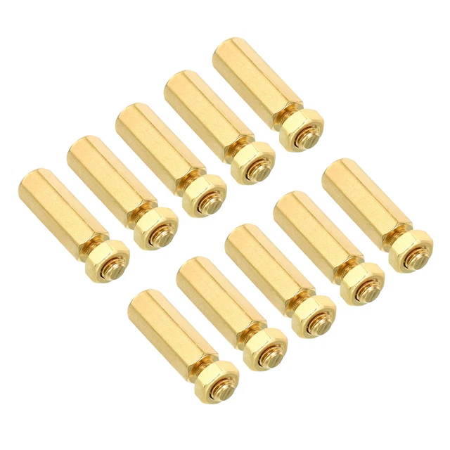 20mm+6mm M5 Standoff Screws 40 Pack Brass Hex PCB Standoffs Nuts Gold Tone