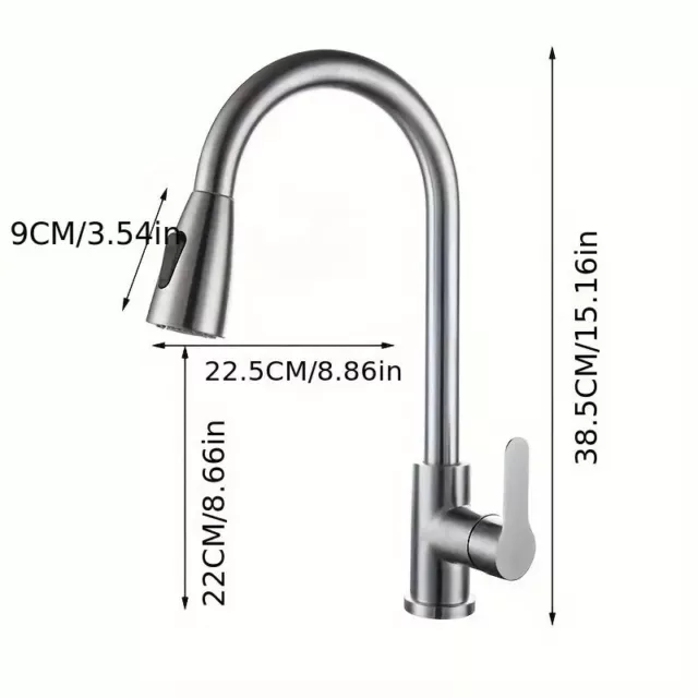 Kitchen Sink Faucet Brushed Nickel Single Handle Swivel Pull Down Sprayer Mixer 3