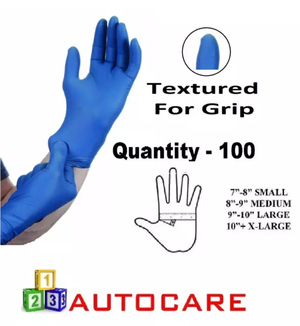 100 x LARGE Tough Blue Nitrile STRONG Tattoo Mechanic Disposable Gloves L