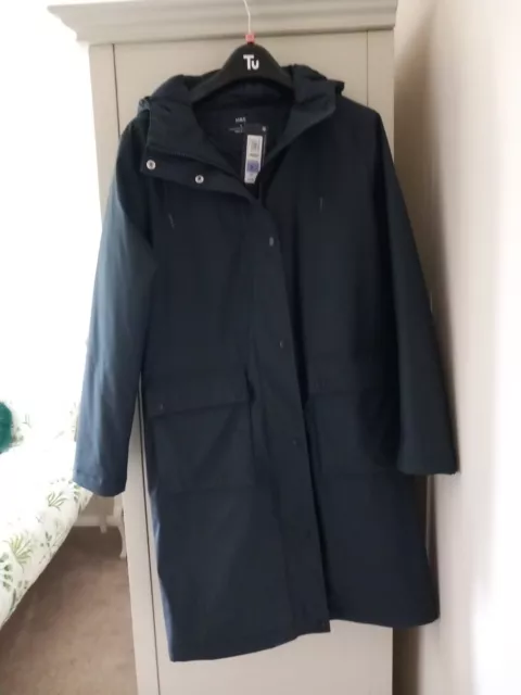 Ladies M&S Rubber Insulated Raincoat. Midnight Navy. Size 8. New With Tags