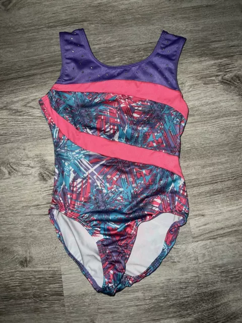 Girl’s Freestyle Leotard Gymnastics Size 6/6X Purple & Pink Costume Dance Euc