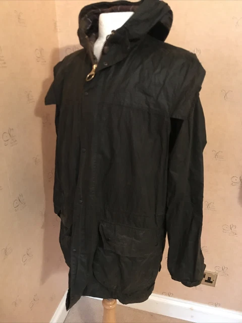 BARBOUR CLASSIC DURHAM wax jacket with hood 42 L M A875 50 Inch