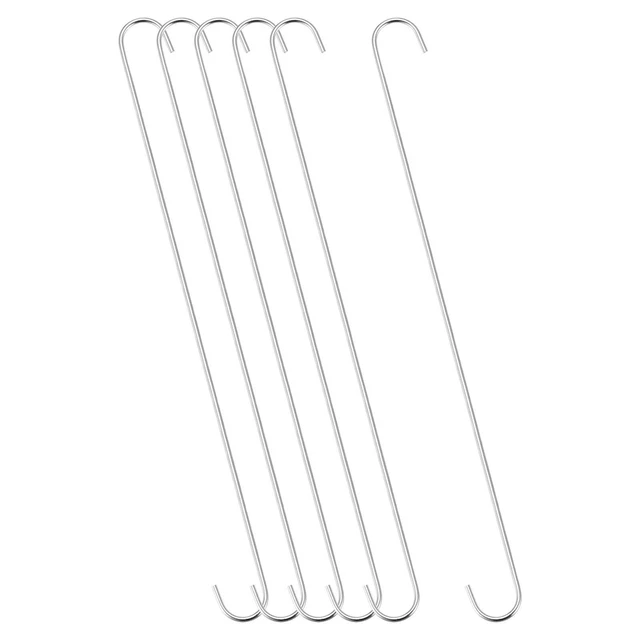 S Hanging Hooks, 20inch Extra Long Steel Hanger, Multiple Use, Silver Tone, 6Pcs