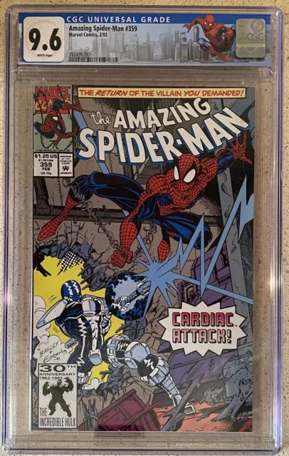 AMAZING SPIDER-MAN #359 (1992) CGC 9.6 NM+ 1ST Cameo of CARNAGE - White Pages 🔑